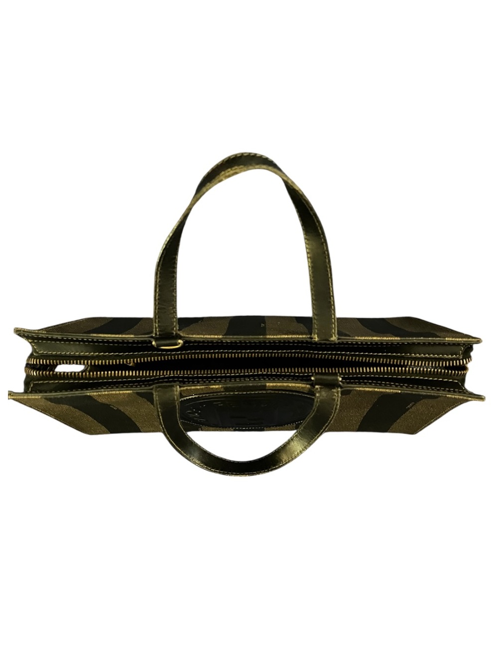 Fendi Vintage Pequin Striped Bag Authentic Canvas Leather Tote Handbag COA 573 - Picture 14 of 14